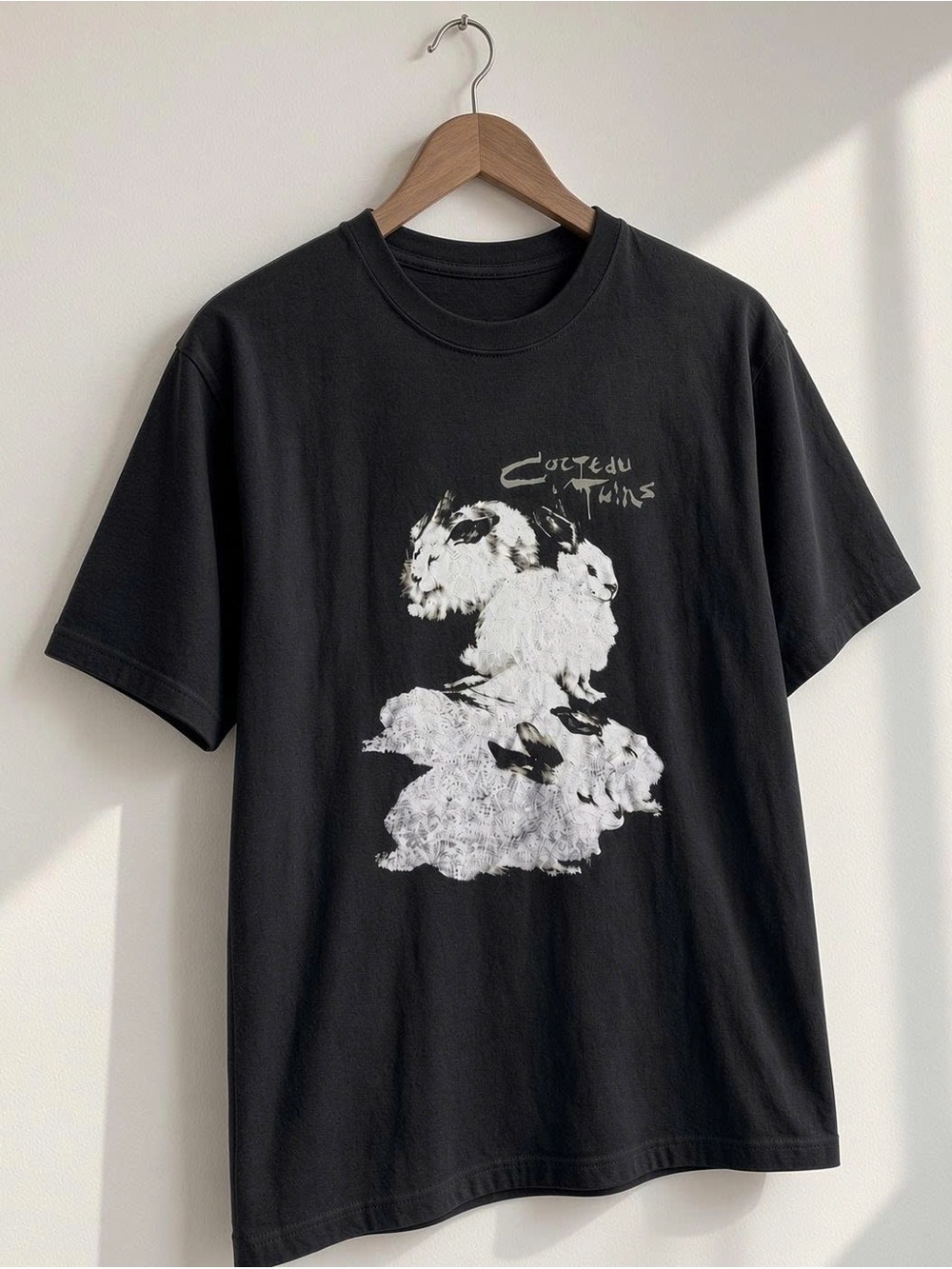 Gildan Black Short-Sleeve Tee with White Bunny Graphic